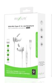 RIXUS RXHD23C STEREO IN-EAR HEADSET WITH MICROPHONE TYPE-C WEISS