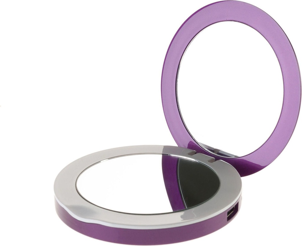 [ECR-PL3000-PURPLE] Pearl Schminkspiegel mit Powerbank - violett