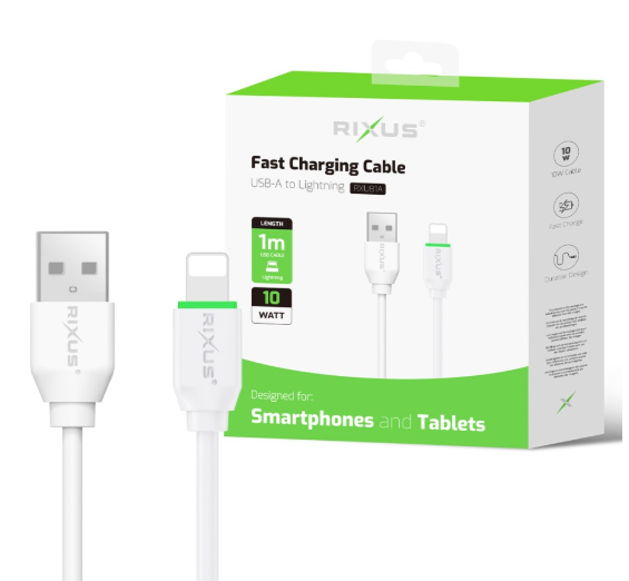 [RXUB1AS] Rixus Lightning Kabel USB-A 1M