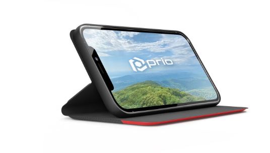 [15470] iPhone XR Book Case Fashion Black Red