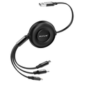 3 in 1 Retractable Charging Cable USB to Multi Ports 1.1M Rixus