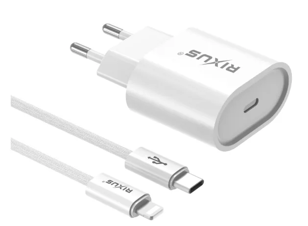 20W POWER ADAPTOR LIGHTNING USB TYPE-C & Cable Rixus