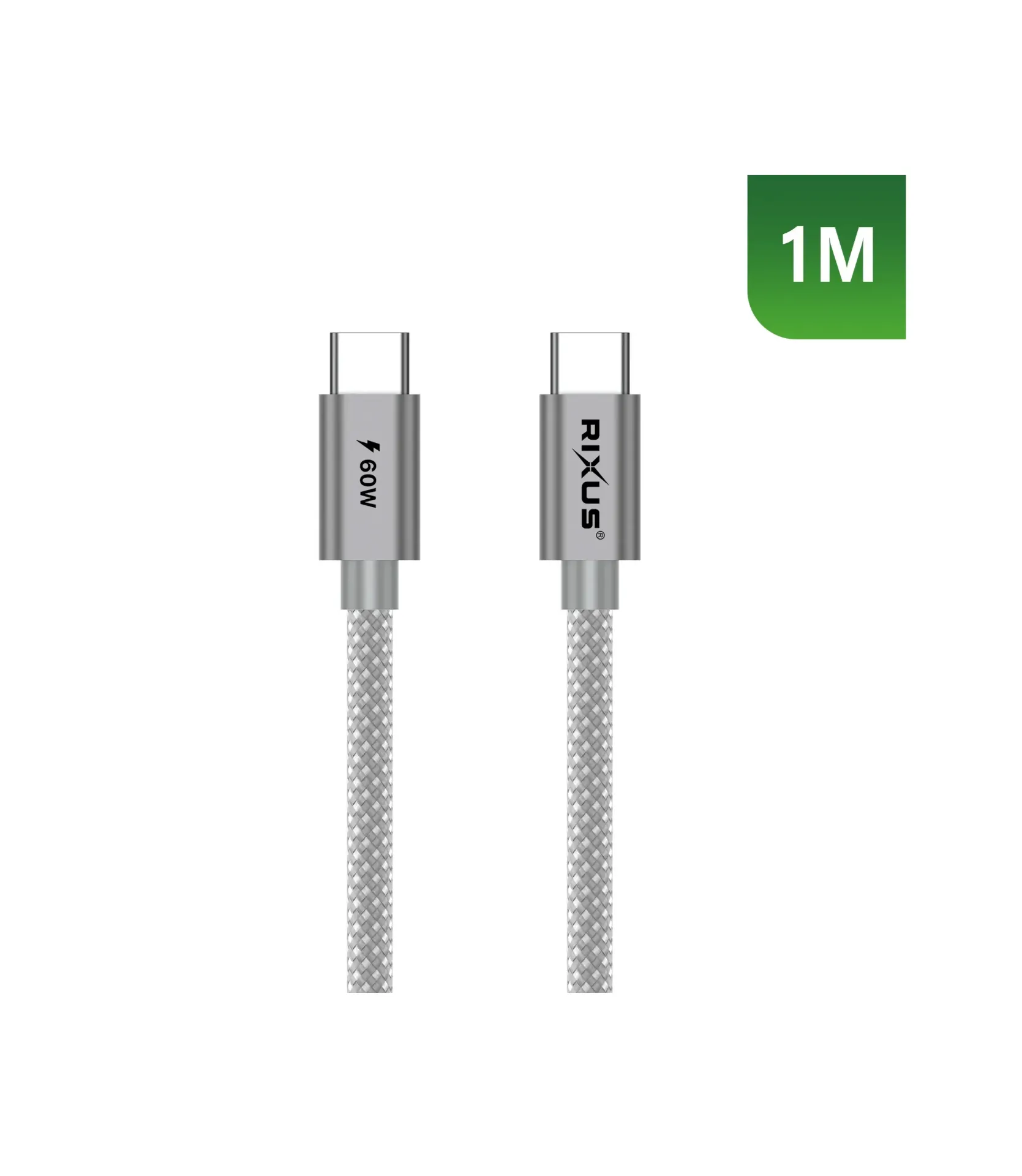 Rixus RXUC10B Flex Cable USB-C 60W 1m Grey
