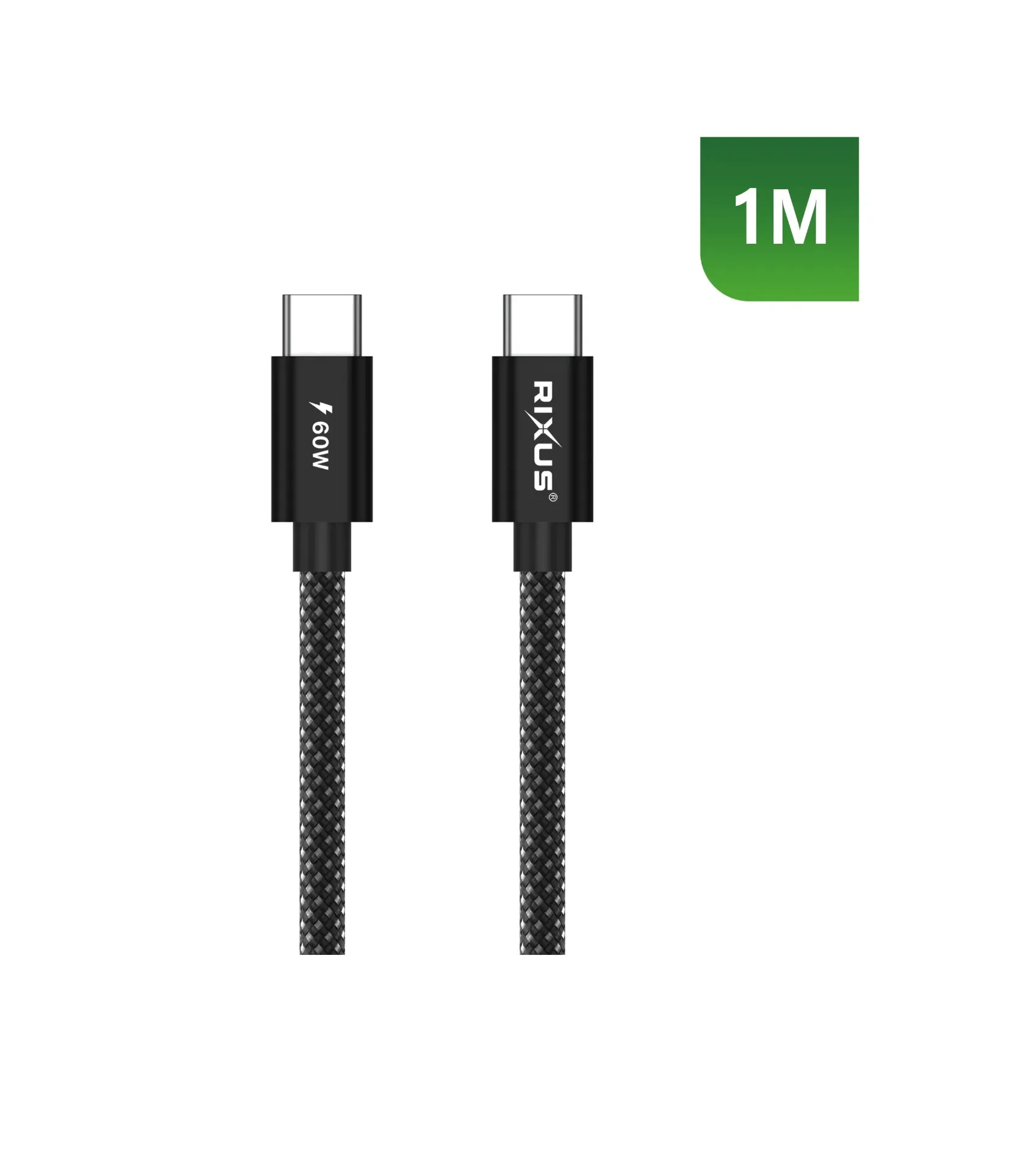 Rixus RXUC10A Flex Cable USB-C 60W 1m Black