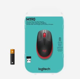 Logitech Maus M190 Rot/Schwarz, kabellos