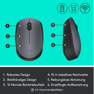 Logitech Maus M170 Black