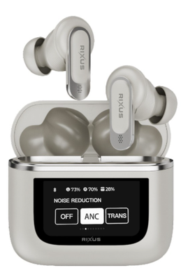 WIRELESS EARPHONE with Touch Screen Display Gray Rixus