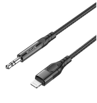 Rixus RXMU35L 3.5mm AUX To Lighting Braided Audio Cable 4-ft Black