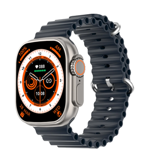 DTNO 1 DT8 Ultra Plus Smart Watch With Blue Strap Silver