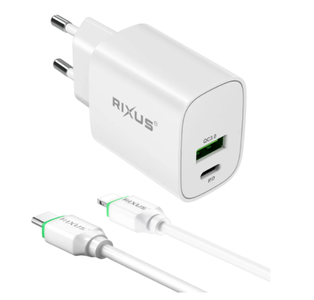 20W POWER ADAPTOR USB TYPE-C & USB-A Rixus 